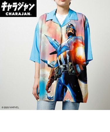 マーベル キャプテンアメリカ レジェンドヒーロー アロハシャツ (LL) キャラジャン ユニセックス アパレル Marvel