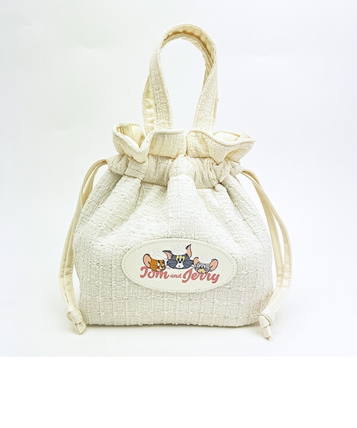 トムとジェリ― 巾着ミニトートバッグ ホイップ アイボリー トムジェリ