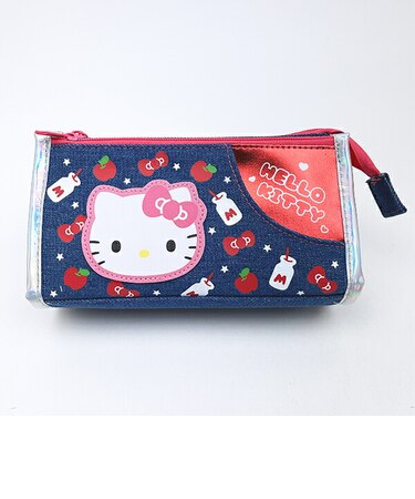 サンリオ ハローキティ デニムWファスナーペンポーチ ペンケース 筆箱 スクール 平成レトロ Sanrio