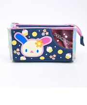 サンリオ ウサハナ デニムWファスナーペンポーチ ペンケース 筆箱 スクール 平成レトロ Sanrio