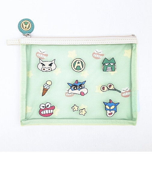 クレヨンしんちゃん フラットポーチ (グリーン)