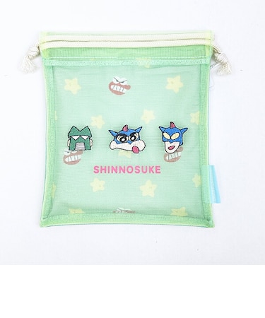 クレヨンしんちゃん メッシュ巾着 (グリーン)