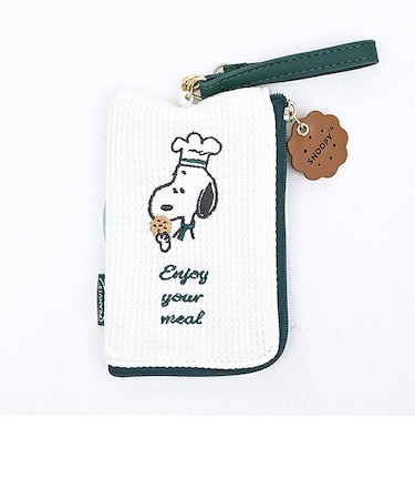 スヌーピー キーパスポーチ グリーン パスケース シェフシリーズ SNOOPY