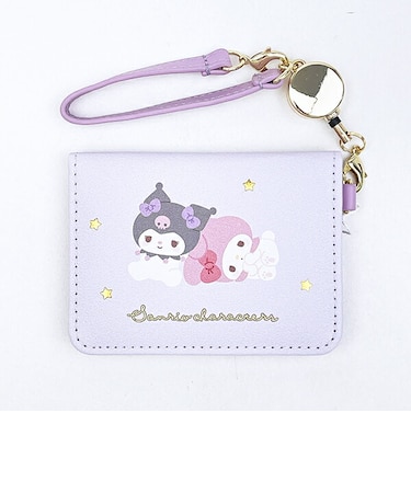 サンリオ マイメロディ クロミ オープンパスケース リール付き 定期入れ ICカード パープル sanrio