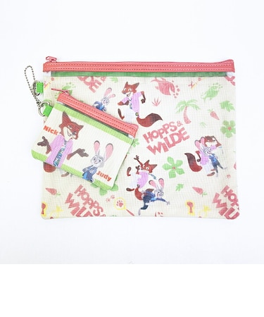 ディズニー ズートピア 2連メッシュポーチ ベージュ