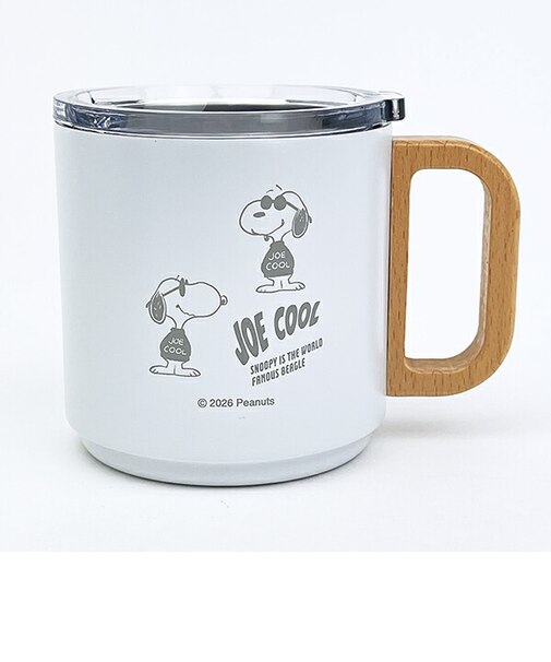 スヌーピー ジョークール 蓋付きステンレスマグカップ ホワイト モノトーン コップ SNOOPY