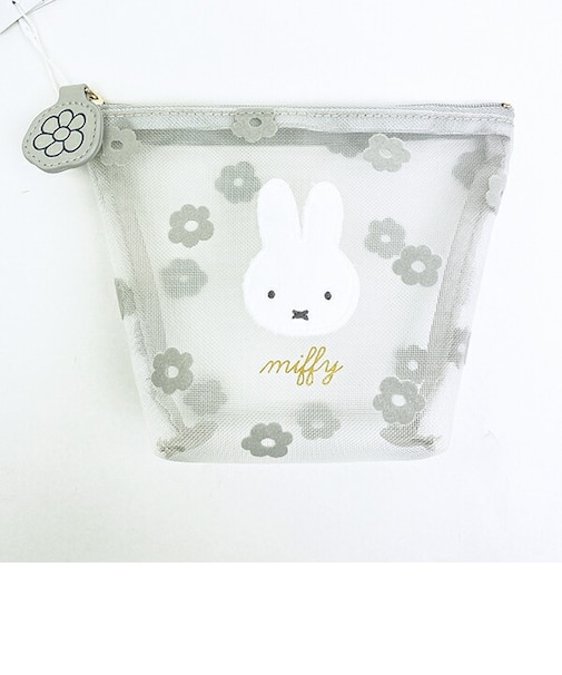 ミッフィー miffy メッシュ船形ポーチ グレー チェリーフルールシリーズ