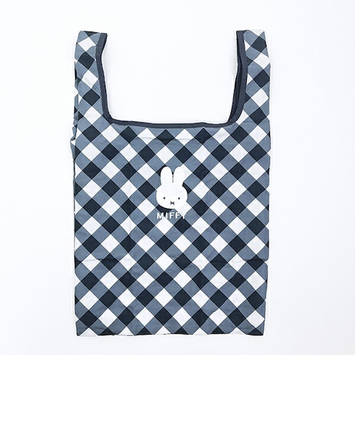 ミッフィー miffy エコバッグ グレー ダイアゴナルチェック