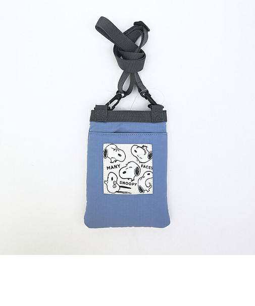 スヌーピー リップストップ フラットスマホショルダーバッグ ブルー SNOOPY
