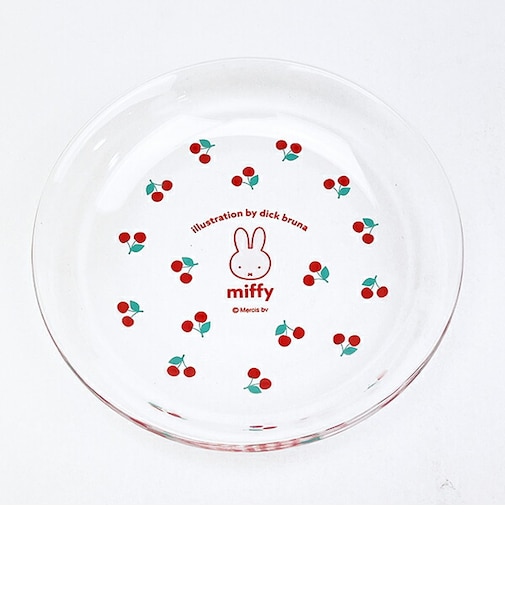 ミッフィー miffy ガラスプレート レトロチェリーシリーズ 食器 日本製