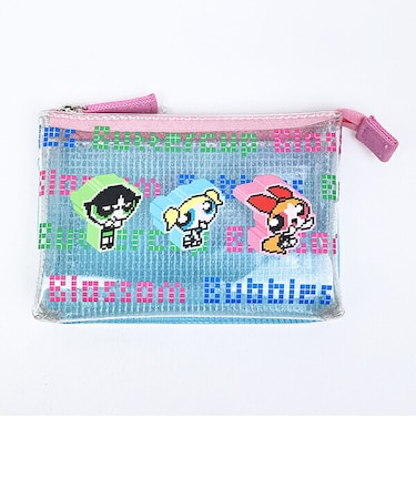 パワーパフガールズ 3ポケットポーチ クリア カラフルピクセル パワパフ