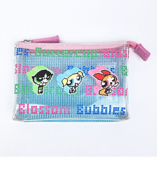 パワーパフガールズ 3ポケットポーチ クリア カラフルピクセル パワパフ