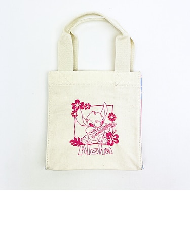 ディズニー スティッチ ミニスクエアトートバッグ (ピンク) ハワイアンシリーズ Disney