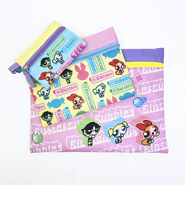 パワーパフガールズ 3連ポーチ カラフルピクセル パワパフ