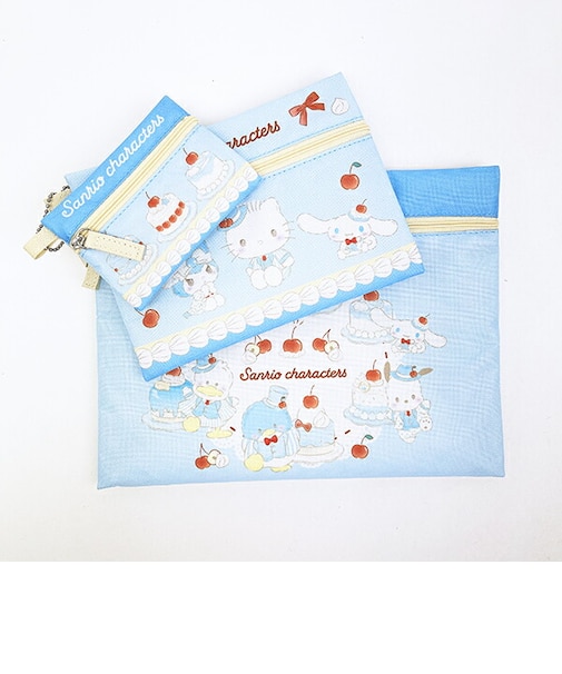 サンリオキャラクターズ 3連ポーチ ブルー スウィートケーキ Sanrio
