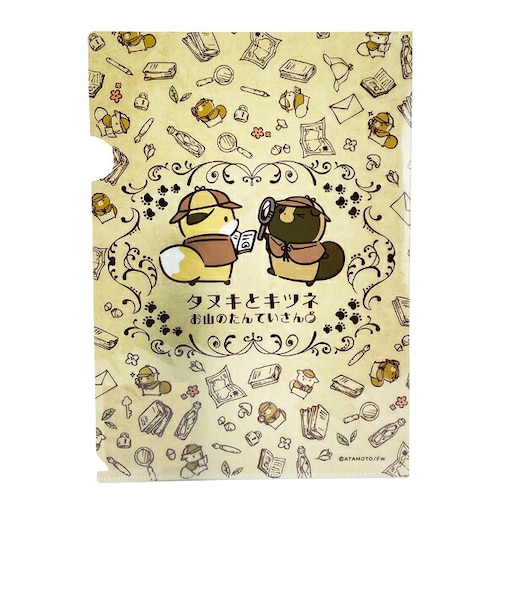 タヌキとキツネ ギミッククリアファイルD (総柄) 文具 日本製