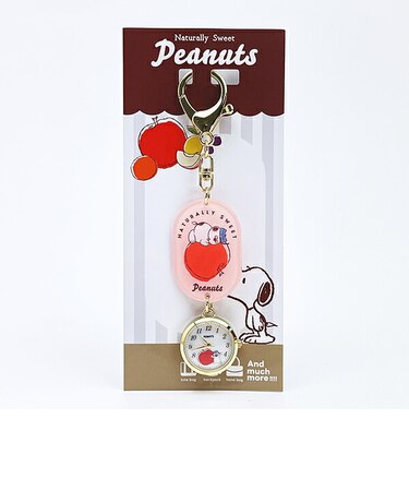 スヌーピー オラフとりんご アクリルキーチェーンウォッチ (ピンク×レッド) 時計 SNOOPY