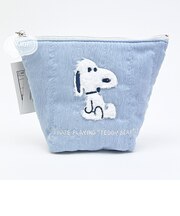 スヌーピー ぬいぐるみ 舟形ポーチ ブルー SNOOPY