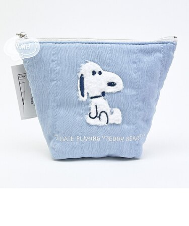 スヌーピー ぬいぐるみ 舟形ポーチ ブルー SNOOPY