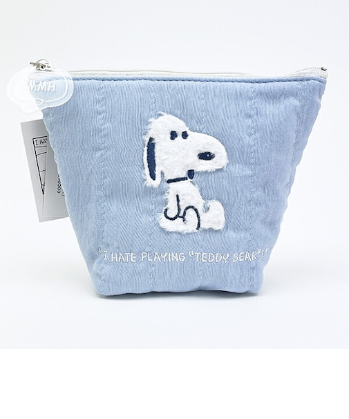 スヌーピー ぬいぐるみ 舟形ポーチ ブルー SNOOPY