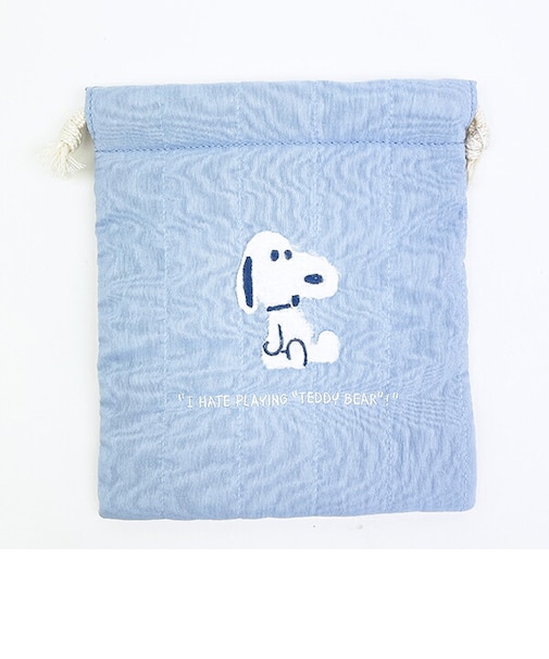 スヌーピー ぬいぐるみ 巾着 ブルー ポーチ SNOOPY