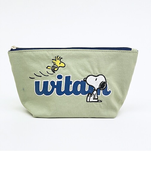 スヌーピー ウッドストック 舟形ポーチ グリーン witan SNOOPY