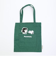 スヌーピー ふっくらアップリケ ミニトートバッグ グリーン SNOOPY