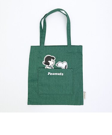スヌーピー ふっくらアップリケ ミニトートバッグ グリーン SNOOPY
