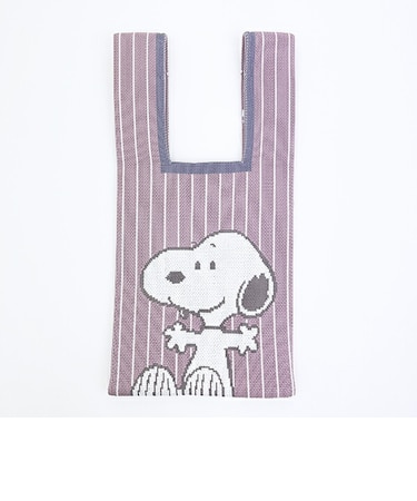 スヌーピー チャーリーブラウン ニット ミニトートバッグ パープル SNOOPY