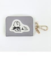 スヌーピー チャーリーブラウン スマートキーキーケース グレー アップリケ SNOOPY