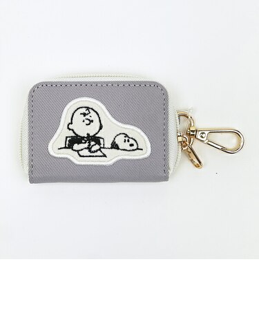 スヌーピー チャーリーブラウン スマートキーキーケース グレー アップリケ SNOOPY