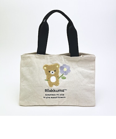 リラックマ サイドボタンミニトートバッグ ナチュラルフラワー ランチ