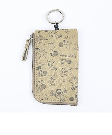 スヌーピー エンボス キー＆パスポーチ ベージュ SNOOPY