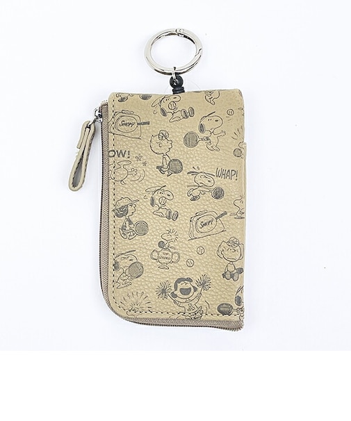 スヌーピー エンボス キー＆パスポーチ ベージュ SNOOPY