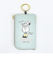 スヌーピー ＆ チャーリーブラウン キー&パスポーチ 情景 グリーン 定期入れ SNOOPY