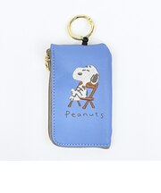 スヌーピー 刺繍 キーパスポーチ ブルー SNOOPY