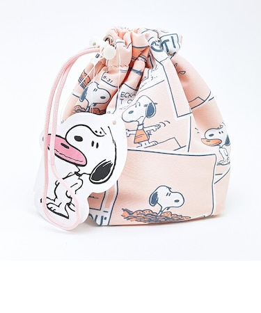 スヌーピー コミック ミニ巾着 ピンク SNOOPY