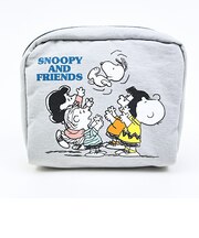 スヌーピー ＆ フレンズ スクエアポーチ グレー SNOOPY