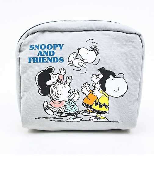スヌーピー ＆ フレンズ スクエアポーチ グレー SNOOPY