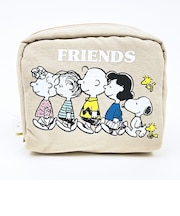 スヌーピー ＆ フレンズ スクエアポーチ ベージュ SNOOPY