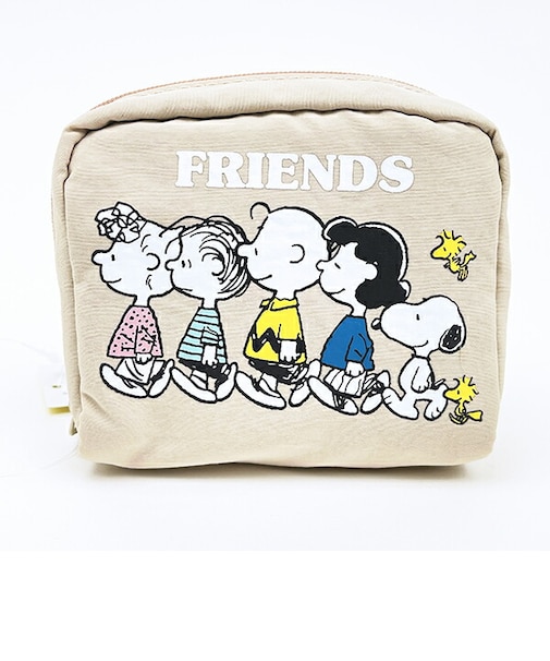 スヌーピー & フレンズ スクエアポーチ ベージュ SNOOPY