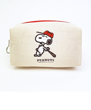スヌーピー コスメポーチ レッド ベースボールシリーズ SNOOPY