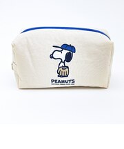 スヌーピー コスメポーチ ブルー ベースボールシリーズ SNOOPY