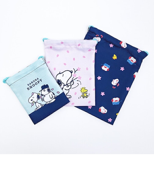 スヌーピー 3P巾着 SAKURASAKU SNOOPY