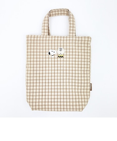 スヌーピー ワッペン巾着トートバッグ ベージュ SNOOPY