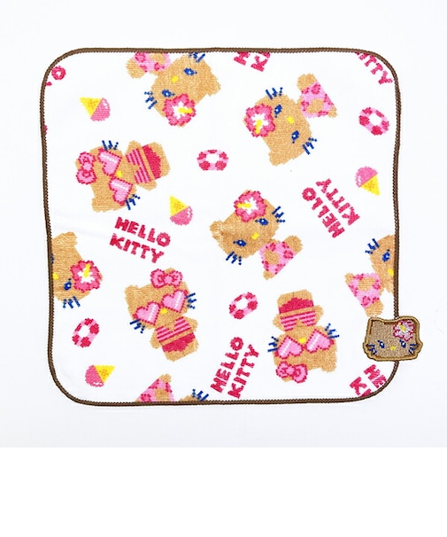 サンリオ 日焼けキティ 刺繍ハンドタオル (パターン) ハンカチ Sanrio