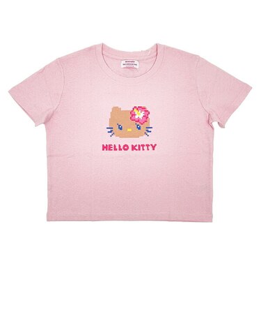 サンリオ 日焼けキティ クロップド半袖Tシャツ (フェイス) ピンク Sサイズ アパレル Sanrio