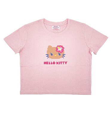サンリオ 日焼けキティ クロップド半袖Tシャツ (フェイス) ピンク Mサイズ アパレル Sanrio