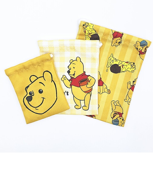ディズニー くまのプーさん 3P巾着 (イエロー) ファニーフェイスシリーズ Disney