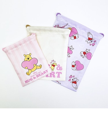 ディズニー くまのプーさん 3P巾着 (ピンク) Disney